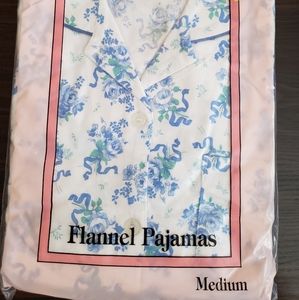 Blue Floral Flannel Ladies Pajamas